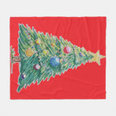 Kleurrijke Kerstboom Fleece Deken (Voorkant (Horizontaal))
