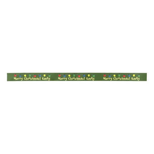Kleurrijke Kerstboom gloeilamp string custom Satijnen Lint (Voorkant)