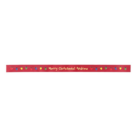 Kleurrijke Kerstboom gloeilampen string custom Satijnen Lint (Voorkant)