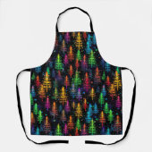 Kleurrijke kerstboom gloeit in donker bos schort (Voorkant)