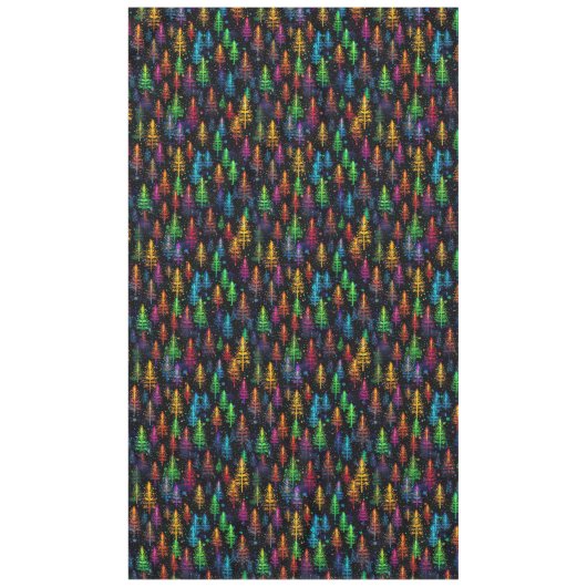 Kleurrijke kerstboom gloeit in donker bos tafelkleed (Voorkant)