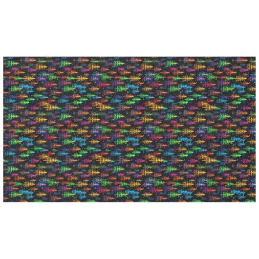 Kleurrijke kerstboom gloeit in donker bos tafelkleed (Voorkant (Horizontaal))