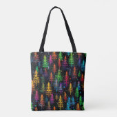 Kleurrijke kerstboom gloeit in donker bos tote bag (Achterkant)