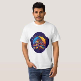 Kleurrijke kerstboom illustratie t-shirt