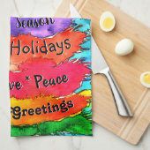 Kleurrijke Kerstboom Keuken Handdoek (Quarter Fold)