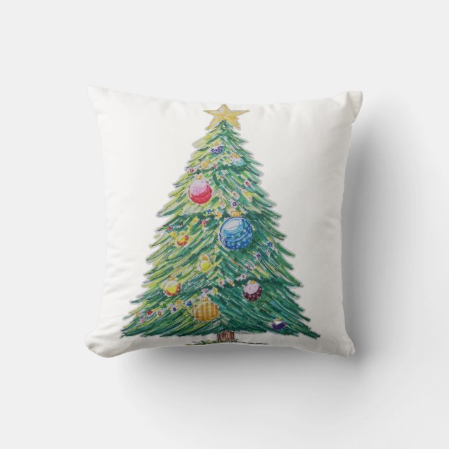 Kleurrijke Kerstboom Kussen (Voorkant)
