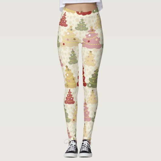 Kleurrijke kerstboom leggings (Voorkant)