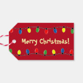 Kleurrijke kerstboom lichten cadeau label labels cadeaulabel (Achterkant Horizontaal)