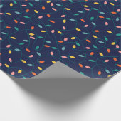 Kleurrijke Kerstboom Lichten Patroon Marine Blauw Cadeaupapier (Hoek)