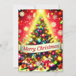 "Kleurrijke Kerstboom met Sfeervolle Versieringen  Feestdagenkaart