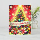 "Kleurrijke Kerstboom met Sfeervolle Versieringen  Feestdagenkaart (Staand voorkant)
