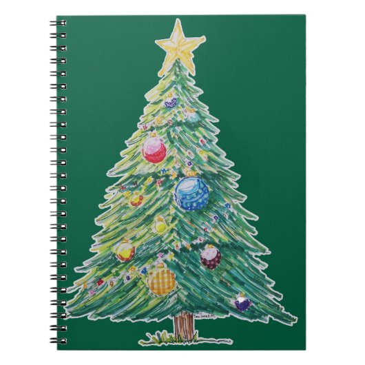 Kleurrijke Kerstboom Notitieboek (Voorkant)