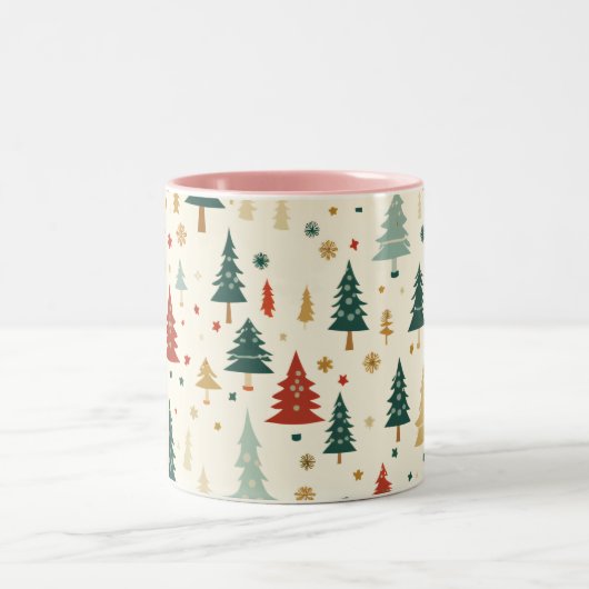 Kleurrijke Kerstboom Patroon Mok (Center)