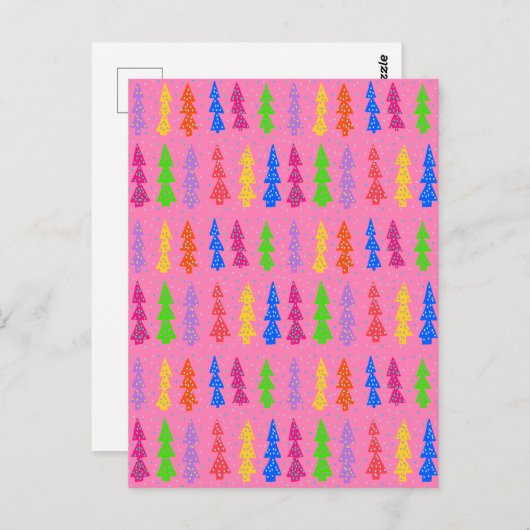 Kleurrijke kerstboom Pop Art Pink Briefkaart (Voorkant / Achterkant)