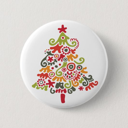 Kleurrijke kerstboom ronde button 5,7 cm (Voorkant)