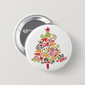 Kleurrijke kerstboom ronde button 5,7 cm (Voorkant /achterkant)