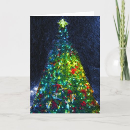 Kleurrijke kerstboom schilderij feestdagen kaart (Voorkant)