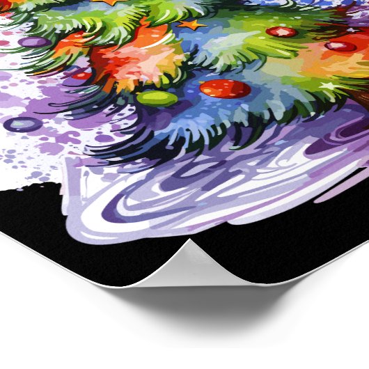 Kleurrijke kerstboom, seizoensgebonden decor poster (Hoek)