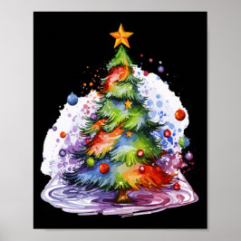 Kleurrijke kerstboom, seizoensgebonden decor poster