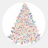 Kleurrijke Kerstboom Sticker (Voorkant)