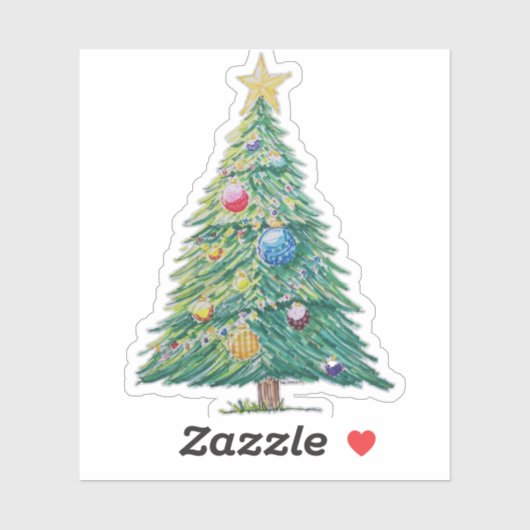 Kleurrijke Kerstboom Sticker (Vel)