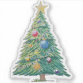 Kleurrijke Kerstboom Sticker (Voorkant)