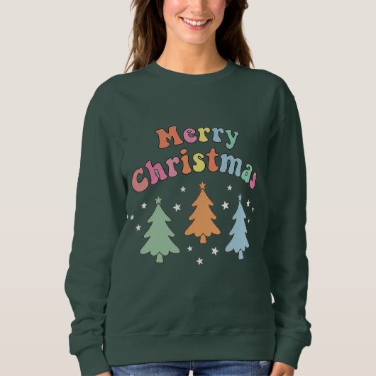 Kleurrijke Kerstboom Sweatshirt (Voorkant)