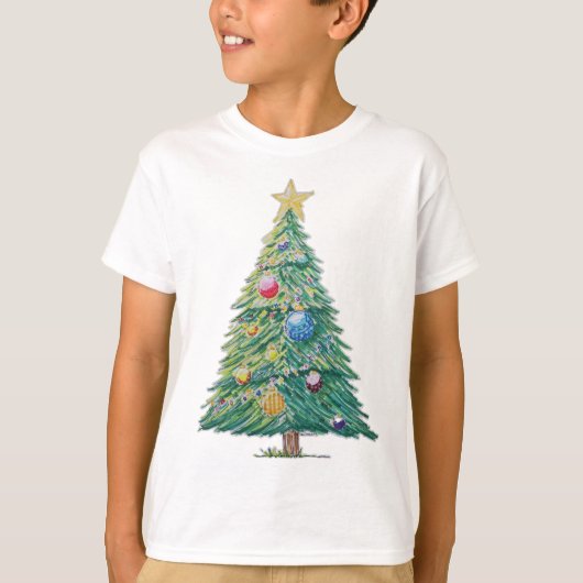 Kleurrijke Kerstboom T-shirt (Voorkant)