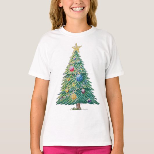 Kleurrijke Kerstboom T-shirt (Voorkant)
