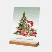 Kleurrijke kerstboom teddybeer baby 1e kerstfeest acryl bord (Hoek)