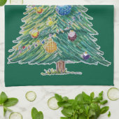 Kleurrijke Kerstboom Theedoek (Gevouwen)