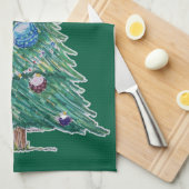 Kleurrijke Kerstboom Theedoek (Quarter Fold)
