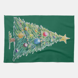 Kleurrijke Kerstboom Theedoek