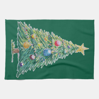 Kleurrijke Kerstboom Theedoek