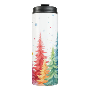 Kleurrijke Kerstboom Thermische Tumbler Thermosbeker