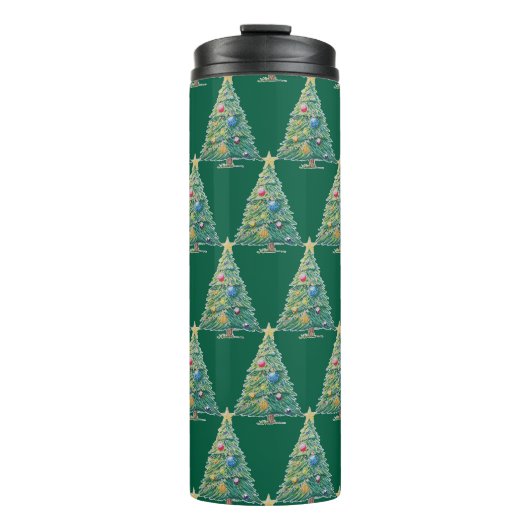 Kleurrijke Kerstboom Thermosbeker (Voorkant)