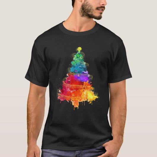 Kleurrijke kerstboom Tie Dye Kerstfamilie M T-shirt (Voorkant)