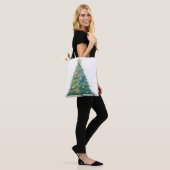 Kleurrijke Kerstboom Tote Bag (Op model)