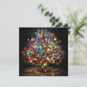 Kleurrijke kerstboom vakantiewenskaart feestdagenkaart (Staand voorkant)