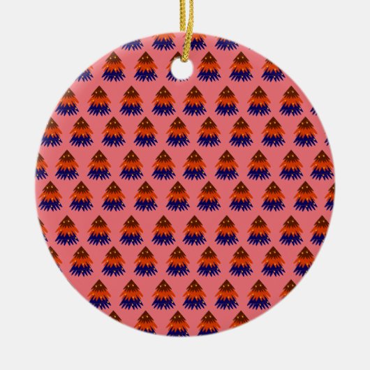 Kleurrijke Kerstboom - Versiering Keramisch Ornament (Voorkant)