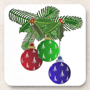 Kleurrijke Kerstboom Versieringen Bier Onderzetter