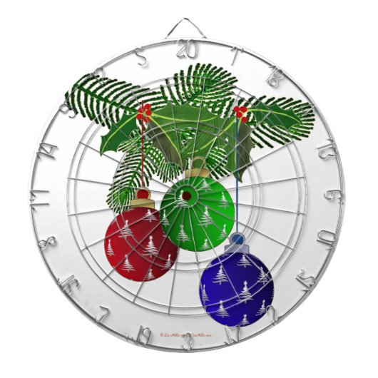 Kleurrijke Kerstboom Versieringen Dartbord (Voorkant)