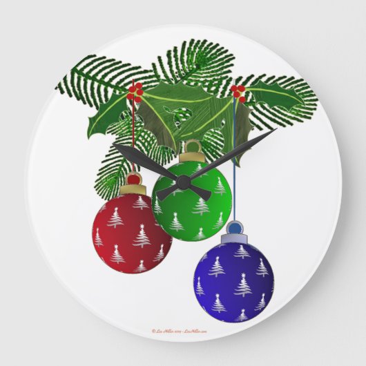 Kleurrijke Kerstboom Versieringen Grote Klok (Voorkant)
