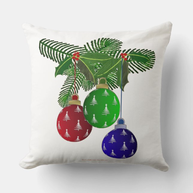 Kleurrijke Kerstboom Versieringen Kussen (Voorkant)