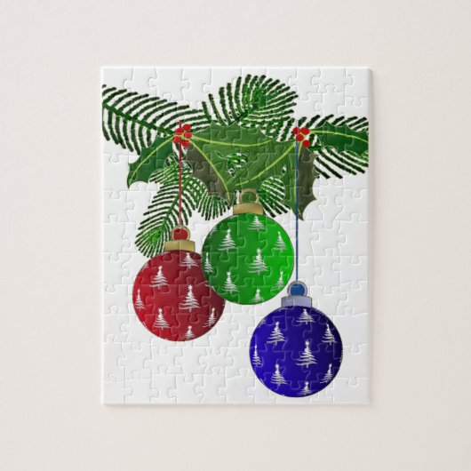 Kleurrijke Kerstboom Versieringen Legpuzzel (Verticaal)