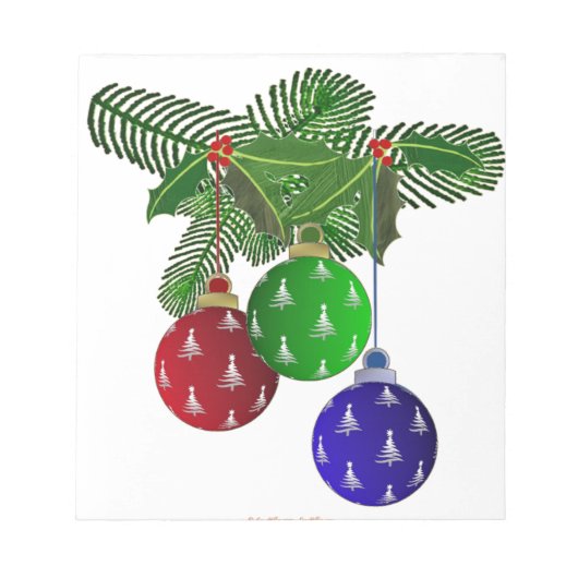 Kleurrijke Kerstboom Versieringen Notitieblok (Voorkant)