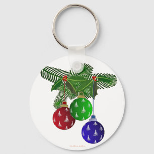 Kleurrijke Kerstboom Versieringen Sleutelhanger