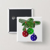 Kleurrijke Kerstboom Versieringen Vierkante Button 5,1 Cm (Voorkant /achterkant)