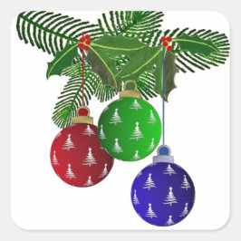 Kleurrijke Kerstboom Versieringen Vierkante Sticker
