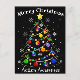 Kleurrijke kerstboom voor autisme feestdagenkaart